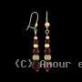 Boucle D'Oreille Pendant Cristal & Grenat or