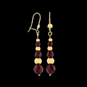 Boucle D'Oreille Pendant Cristal & Grenat or