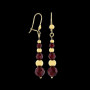 Boucle D'Oreille Pendant Cristal & Grenat or