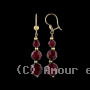 Boucle D'Oreille Pendant Grenat Chute or