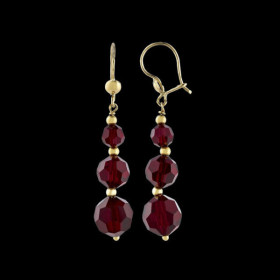 Boucle D'Oreille Pendant Grenat Chute or