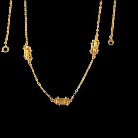 Collier Fagot Canne a Sucre Plaqué Or
