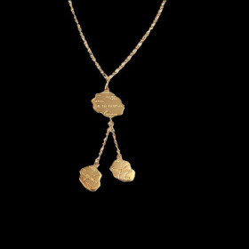 Collier Trois cartes de la Réunion plaqué Or