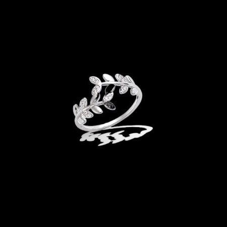 Bague Argent Feuillage croise oxydes blancs